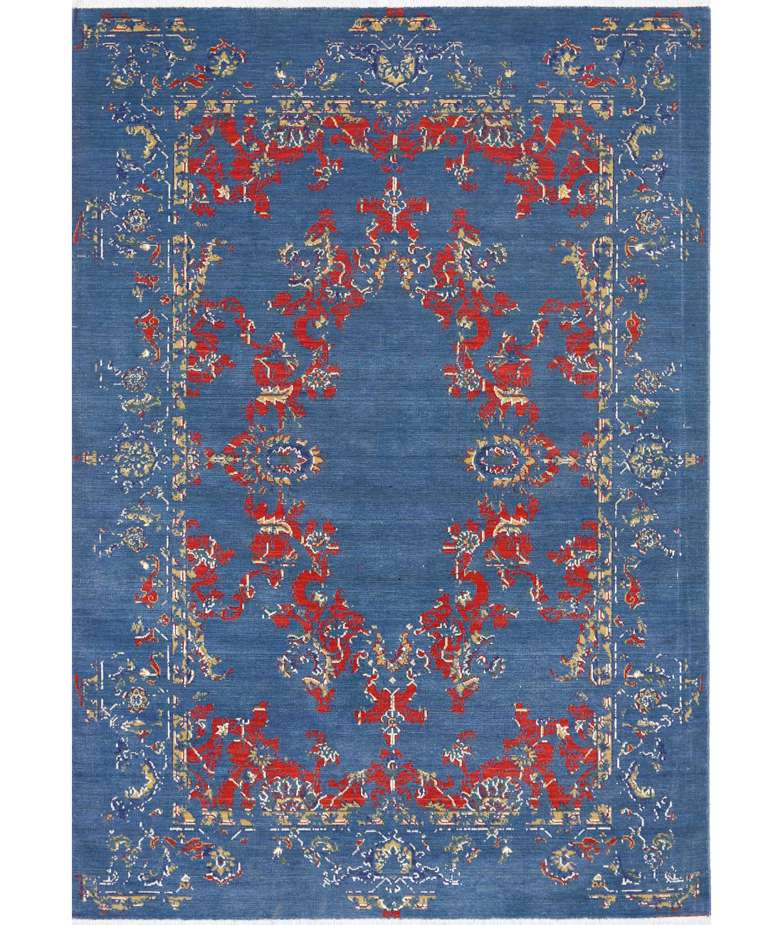 Gulshan 4'0'' X 5'9'' Power-Loomed Wool-Bamboo Silk Rug 4'0'' x 5'9'' (120 X 173) / Blue / Red