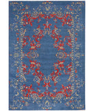 Gulshan 4'0'' X 5'9'' Power-Loomed Wool-Bamboo Silk Rug 4'0'' x 5'9'' (120 X 173) / Blue / Red
