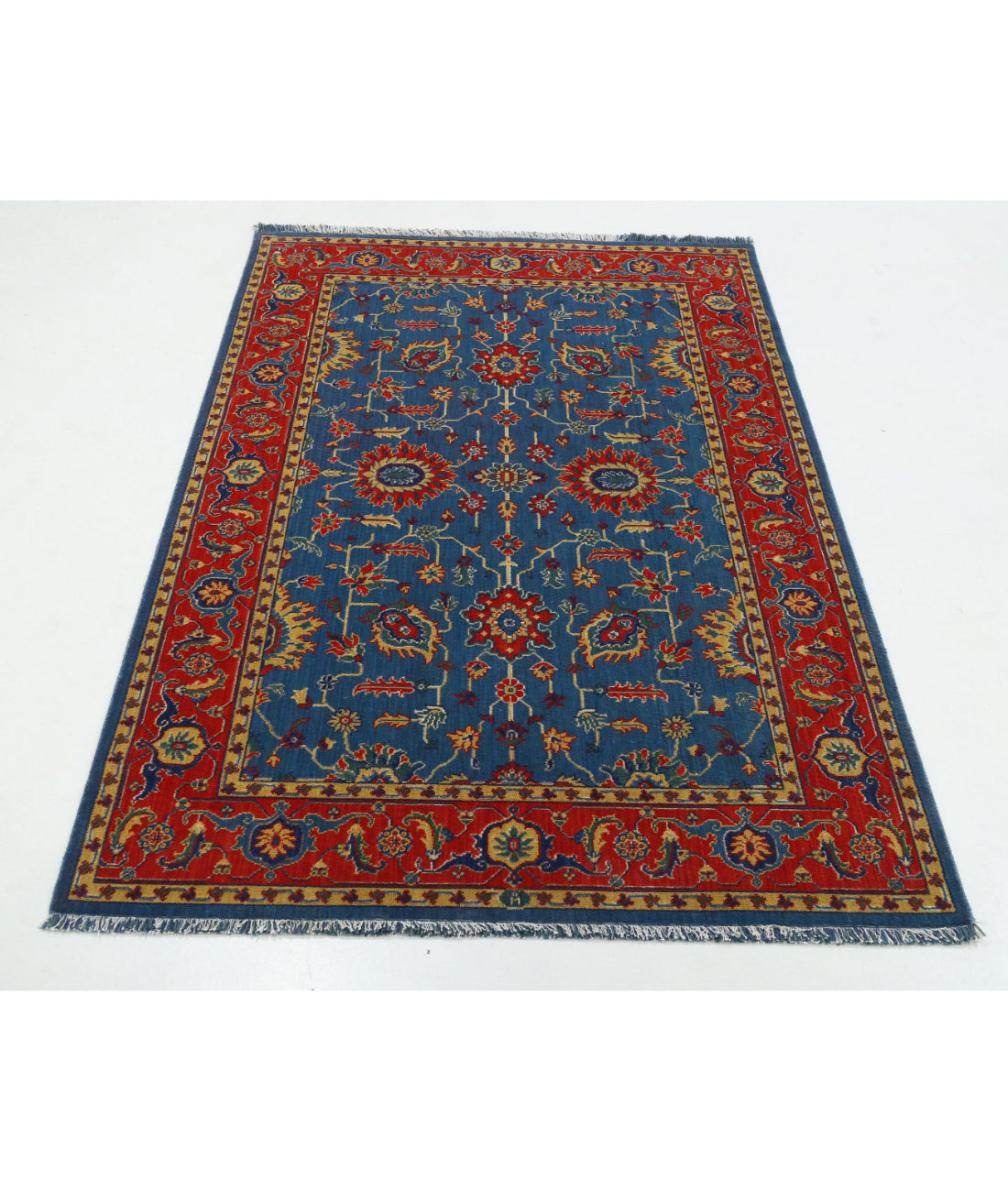 Gulshan 3'10'' X 6'1'' Power-Loomed Wool-Bamboo Silk Rug 3'10'' x 6'1'' (115 X 183) / Blue / Red