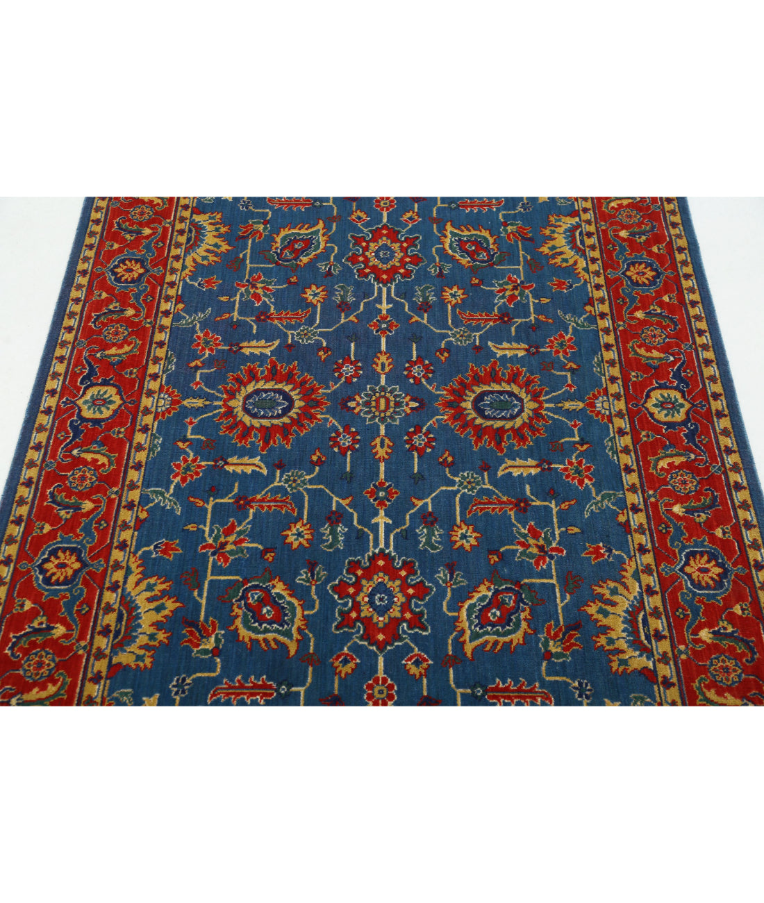Gulshan 3'10'' X 6'1'' Power-Loomed Wool-Bamboo Silk Rug 3'10'' x 6'1'' (115 X 183) / Blue / Red