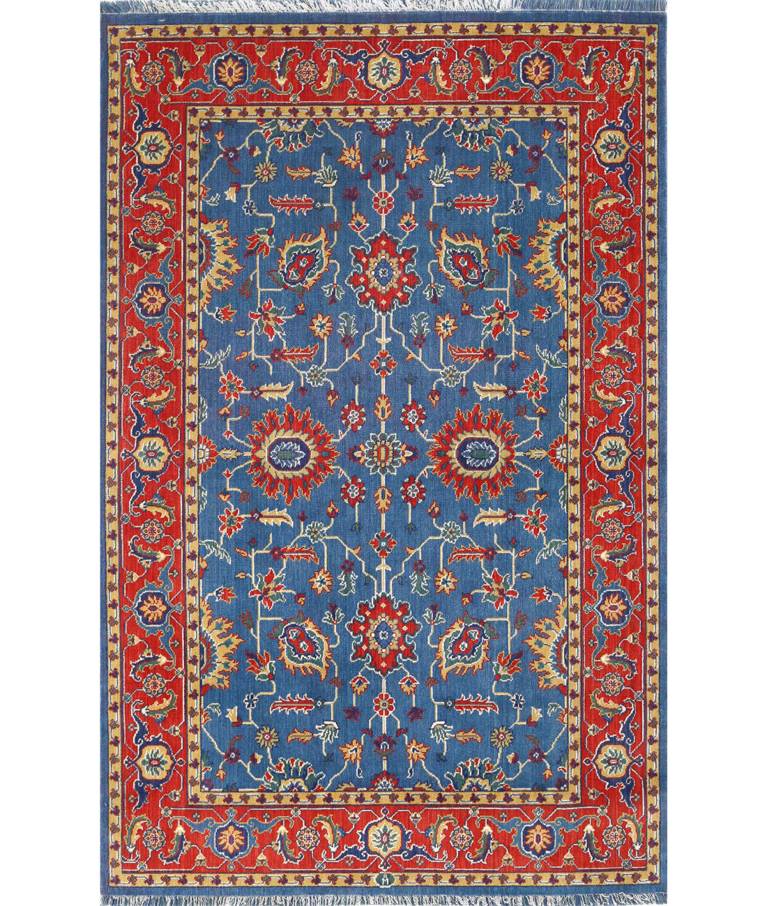 Gulshan 3'10'' X 6'1'' Power-Loomed Wool-Bamboo Silk Rug 3'10'' x 6'1'' (115 X 183) / Blue / Red