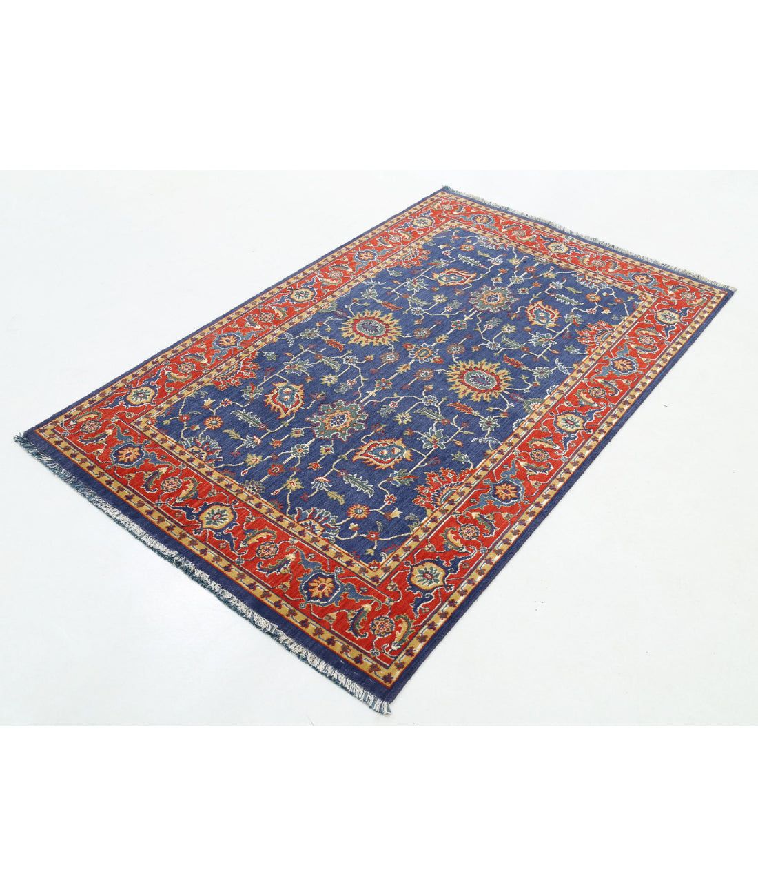 Gulshan 3'10'' X 6'1'' Power-Loomed Wool-Bamboo Silk Rug 3'10'' x 6'1'' (115 X 183) / Blue / Red