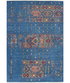 Gulshan 4'0'' X 5'9'' Power-Loomed Wool-Bamboo Silk Rug 4'0'' x 5'9'' (120 X 173) / Blue / Red