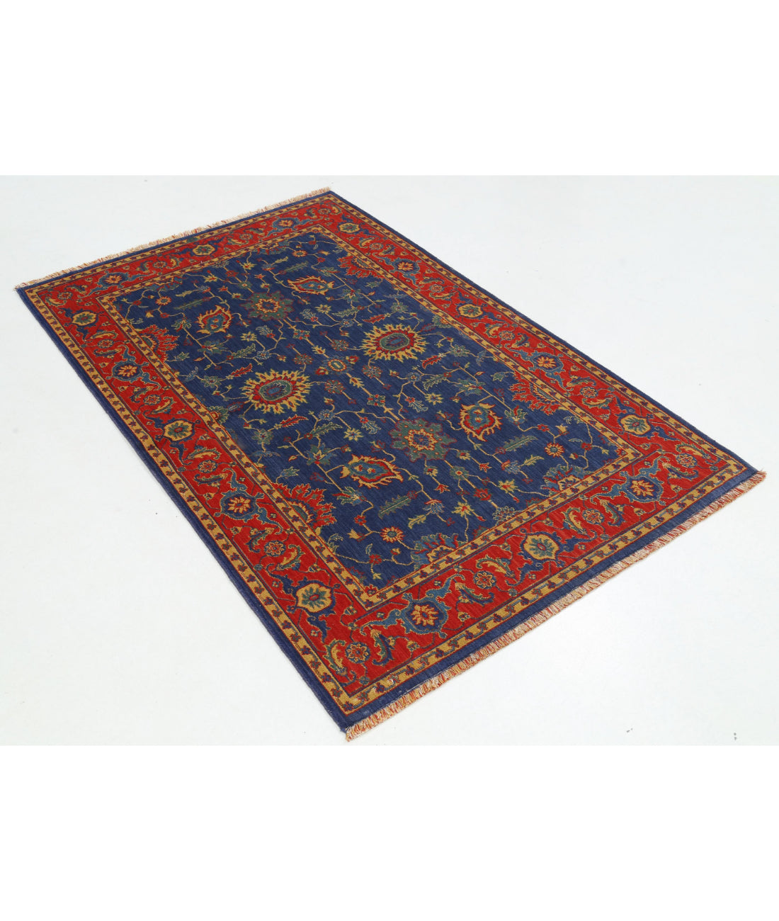 Gulshan 3'10'' X 6'1'' Power-Loomed Wool-Bamboo Silk Rug 3'10'' x 6'1'' (115 X 183) / Blue / Red