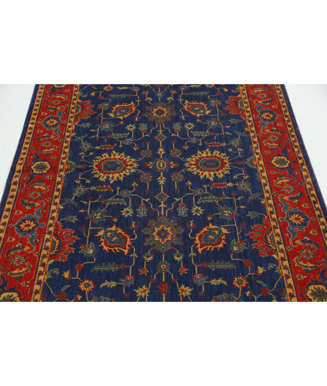 Gulshan 3'10'' X 6'1'' Power-Loomed Wool-Bamboo Silk Rug 3'10'' x 6'1'' (115 X 183) / Blue / Red