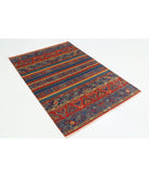 Gulshan 4'0'' X 5'10'' Power-Loomed Wool-Bamboo Silk Rug 4'0'' x 5'10'' (120 X 175) / Red / Blue