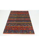 Gulshan 4'0'' X 5'10'' Power-Loomed Wool-Bamboo Silk Rug 4'0'' x 5'10'' (120 X 175) / Red / Blue