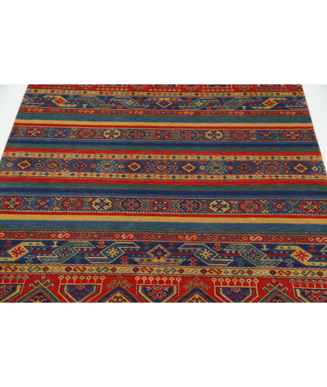 Gulshan 4'0'' X 5'10'' Power-Loomed Wool-Bamboo Silk Rug 4'0'' x 5'10'' (120 X 175) / Red / Blue