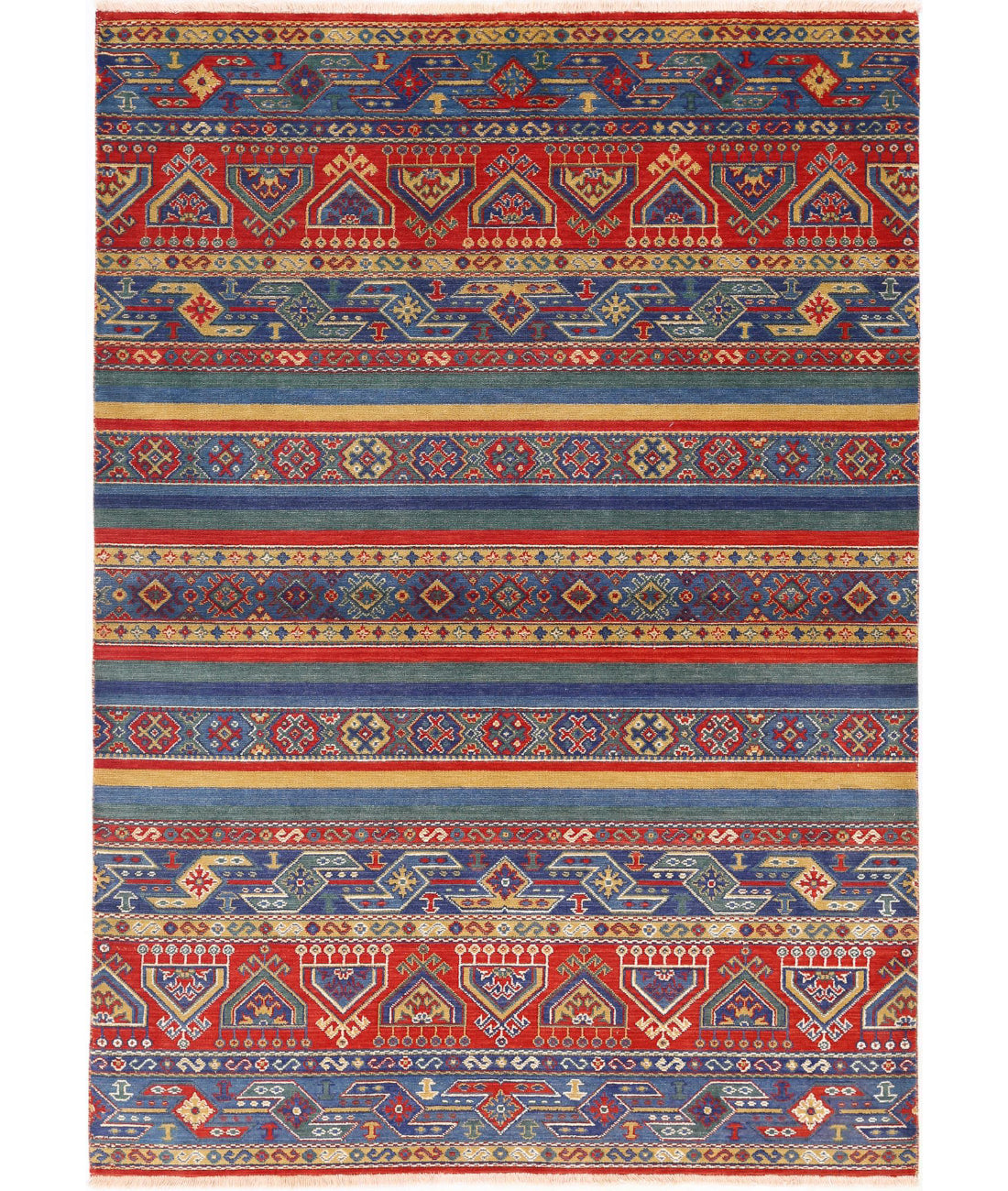 Gulshan 4'0'' X 5'10'' Power-Loomed Wool-Bamboo Silk Rug 4'0'' x 5'10'' (120 X 175) / Red / Blue