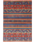 Gulshan 4'0'' X 5'10'' Power-Loomed Wool-Bamboo Silk Rug 4'0'' x 5'10'' (120 X 175) / Red / Blue