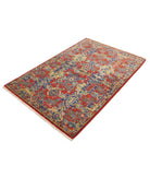 Gulshan 3'11'' X 5'9'' Power-Loomed Wool-Bamboo Silk Rug 3'11'' x 5'9'' (118 X 173) / Red / Blue