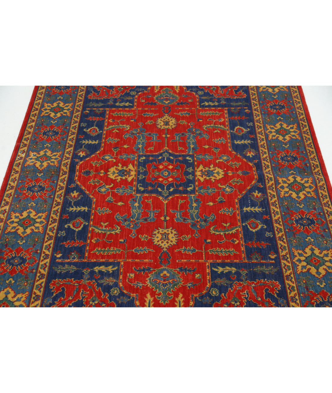 Gulshan 3'10'' X 6'0'' Power-Loomed Wool-Bamboo Silk Rug 3'10'' x 6'0'' (115 X 180) / Red / Blue