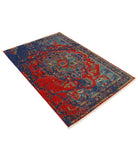 Gulshan 3'11'' X 5'10'' Power-Loomed Wool-Bamboo Silk Rug 3'11'' x 5'10'' (118 X 175) / Red / Blue