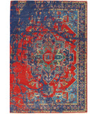 Gulshan 3'11'' X 5'10'' Power-Loomed Wool-Bamboo Silk Rug 3'11'' x 5'10'' (118 X 175) / Red / Blue