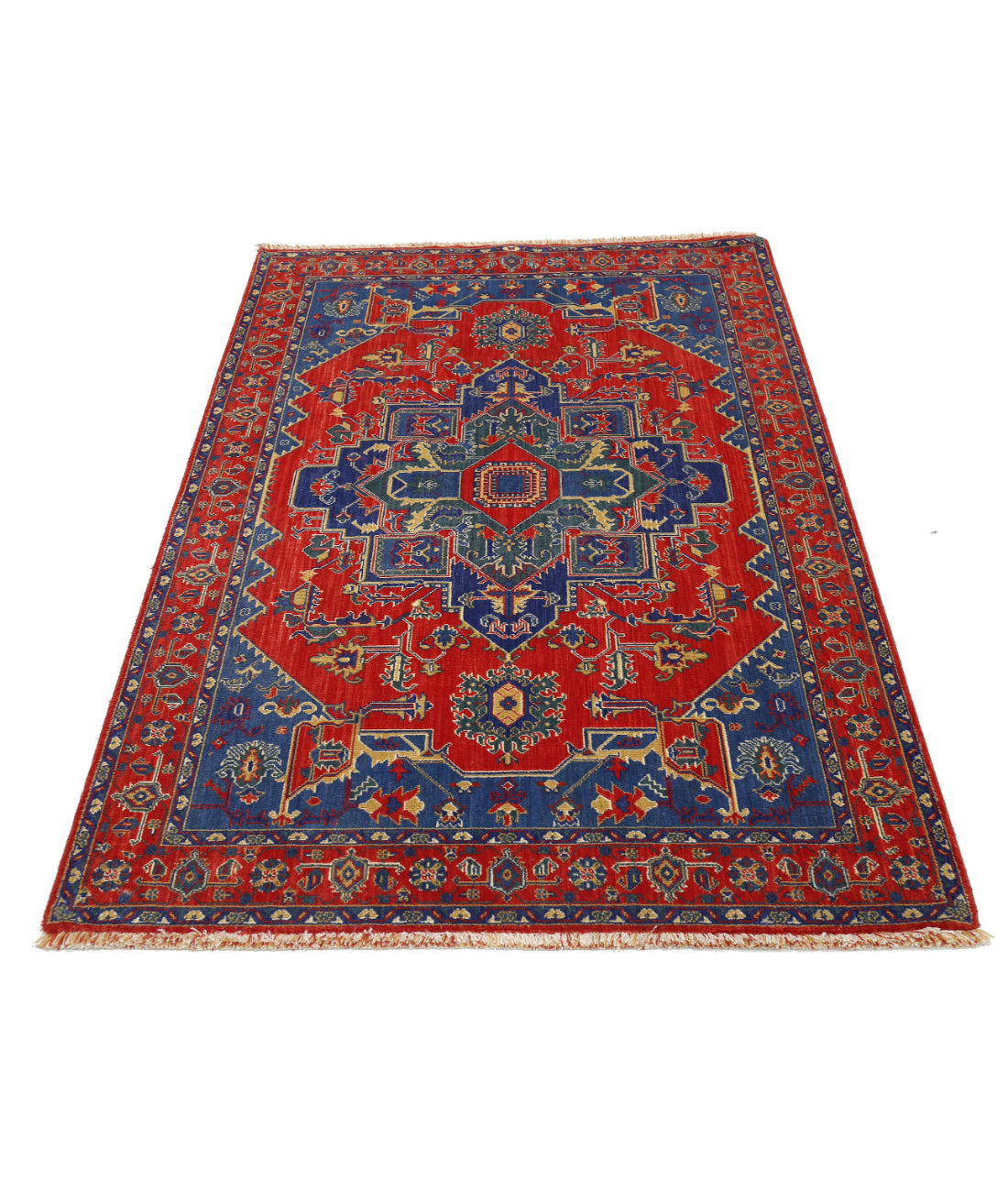 Gulshan 3'1'' X 6'0'' Power-Loomed Wool-Bamboo Silk Rug 3'1'' x 6'0'' (93 X 180) / Red / Blue