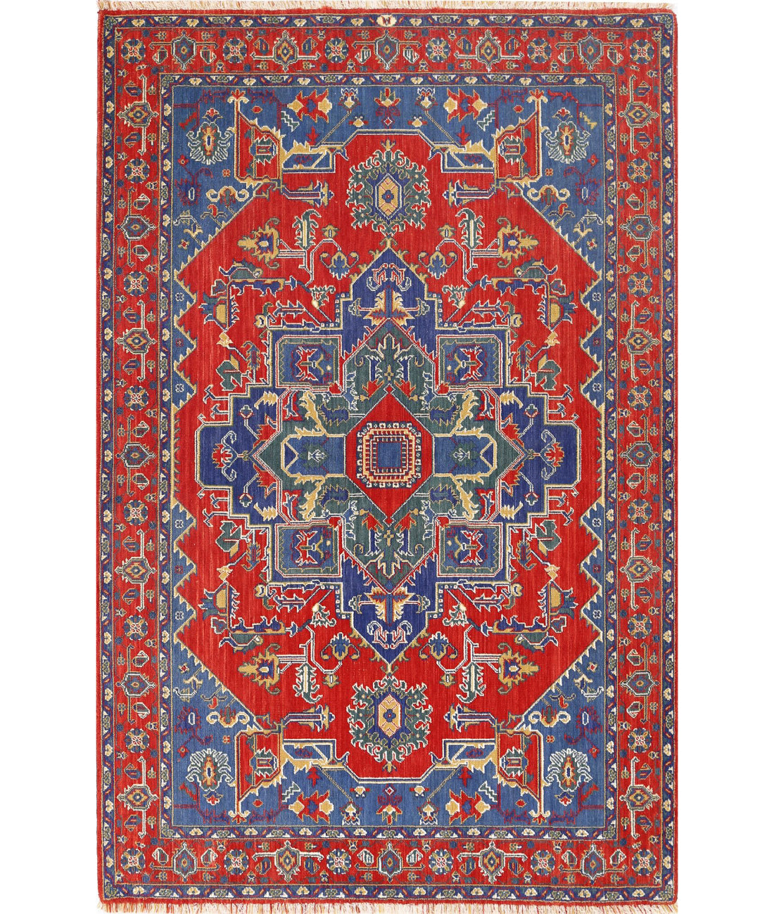 Gulshan 3'1'' X 6'0'' Power-Loomed Wool-Bamboo Silk Rug 3'1'' x 6'0'' (93 X 180) / Red / Blue