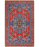 Gulshan 3'1'' X 6'0'' Power-Loomed Wool-Bamboo Silk Rug 3'1'' x 6'0'' (93 X 180) / Red / Blue