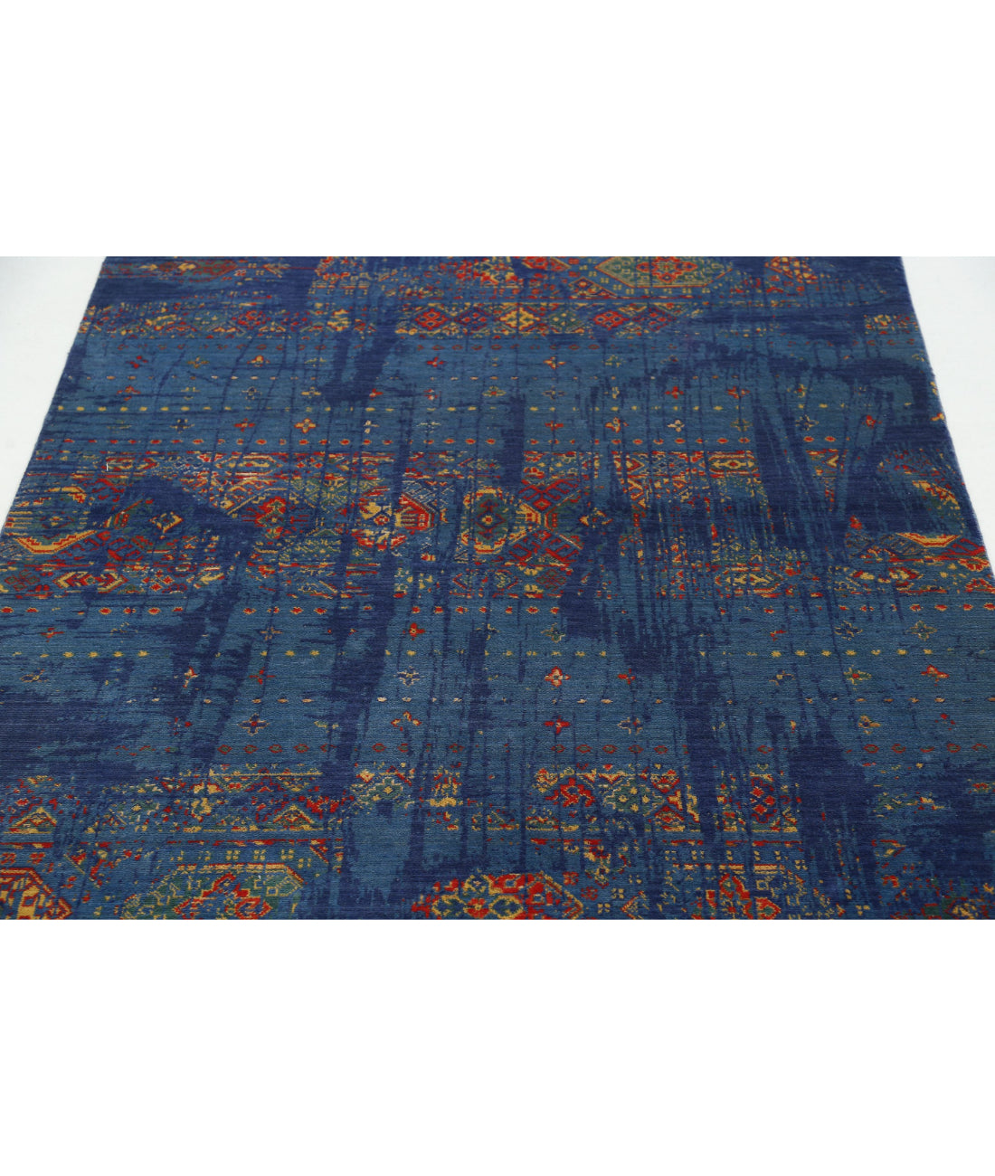 Gulshan 4'0'' X 5'10'' Power-Loomed Wool-Bamboo Silk Rug 4'0'' x 5'10'' (120 X 175) / Blue / Red