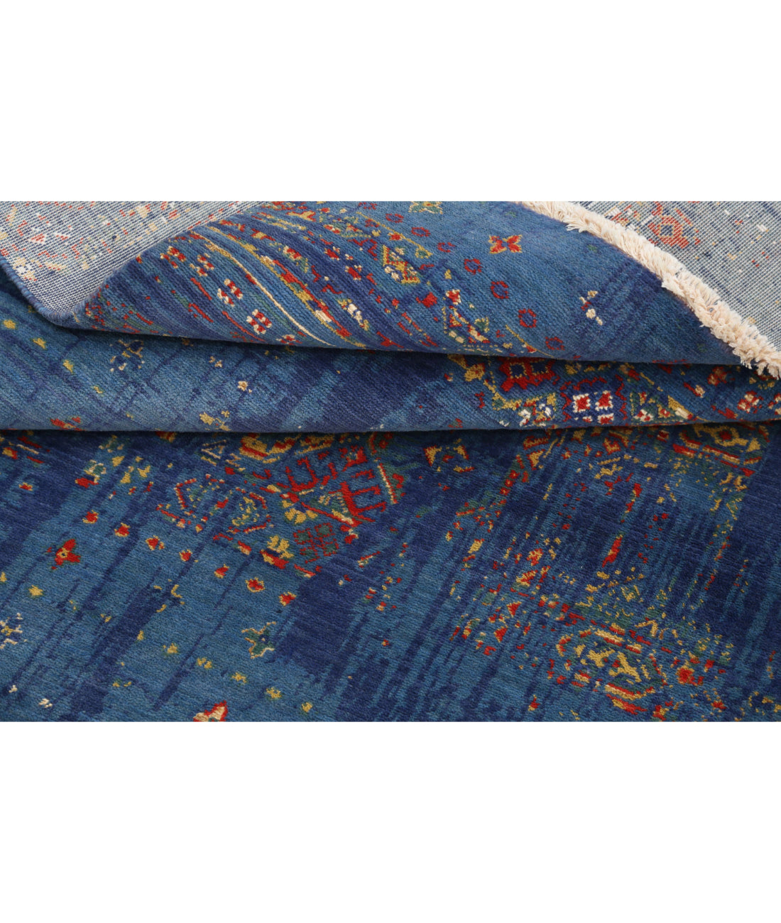 Gulshan 4'0'' X 5'10'' Power-Loomed Wool-Bamboo Silk Rug 4'0'' x 5'10'' (120 X 175) / Blue / Red
