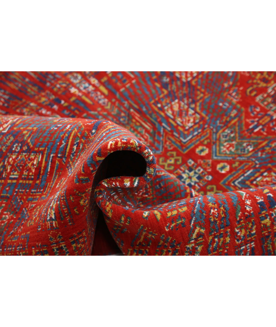 Gulshan 4'0'' X 5'9'' Power-Loomed Wool-Bamboo Silk Rug 4'0'' x 5'9'' (120 X 173) / Red / Blue