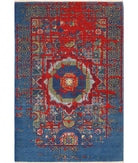 Gulshan 3'11'' X 5'10'' Power-Loomed Wool-Bamboo Silk Rug 3'11'' x 5'10'' (118 X 175) / Blue / Red