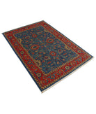 Gulshan 3'11'' X 5'10'' Power-Loomed Wool-Bamboo Silk Rug 3'11'' x 5'10'' (118 X 175) / Blue / Red