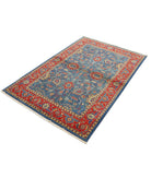 Gulshan 3'11'' X 5'10'' Power-Loomed Wool-Bamboo Silk Rug 3'11'' x 5'10'' (118 X 175) / Blue / Red