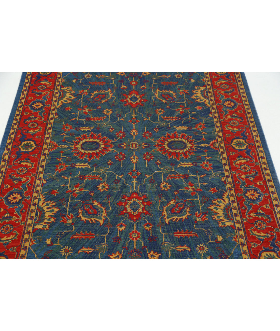 Gulshan 3'11'' X 5'10'' Power-Loomed Wool-Bamboo Silk Rug 3'11'' x 5'10'' (118 X 175) / Blue / Red