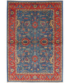Gulshan 3'11'' X 5'10'' Power-Loomed Wool-Bamboo Silk Rug 3'11'' x 5'10'' (118 X 175) / Blue / Red