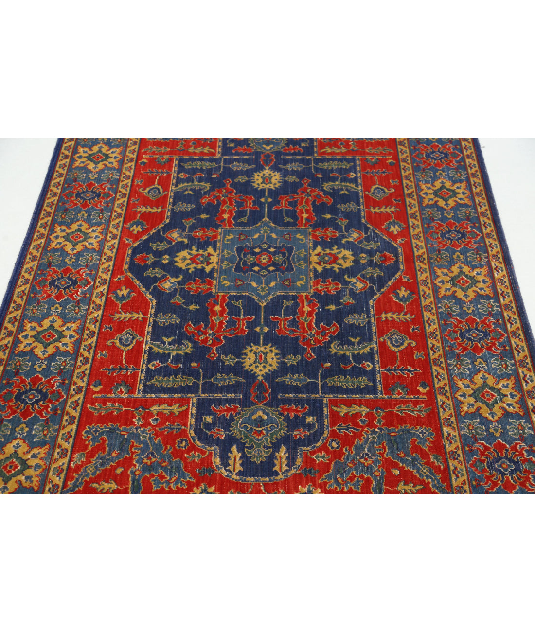 Gulshan 3'10'' X 6'0'' Power-Loomed Wool-Bamboo Silk Rug 3'10'' x 6'0'' (115 X 180) / Red / Blue