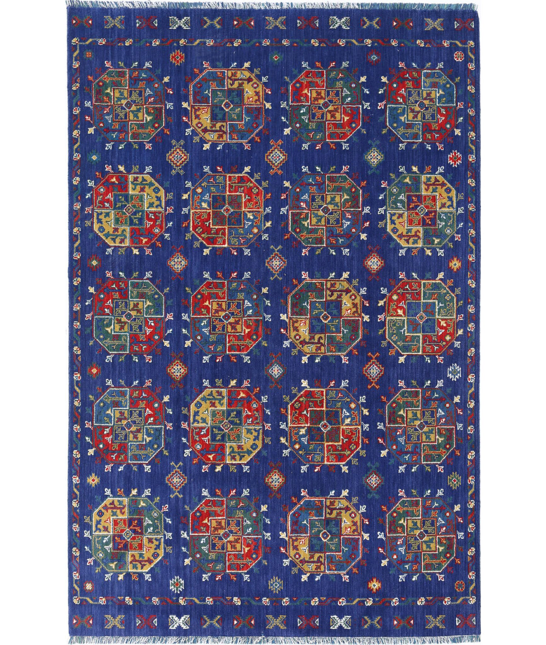 Gulshan 3'10'' X 6'0'' Power-Loomed Wool-Bamboo Silk Rug 3'10'' x 6'0'' (115 X 180) / Blue / Red