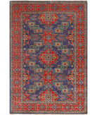 Gulshan 4'0'' X 5'9'' Power-Loomed Wool-Bamboo Silk Rug 4'0'' x 5'9'' (120 X 173) / Blue / Red