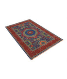 Gulshan 3'10'' X 6'0'' Power-Loomed Wool-Bamboo Silk Rug 3'10'' x 6'0'' (115 X 180) / Blue / Red