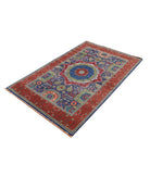 Gulshan 3'10'' X 6'0'' Power-Loomed Wool-Bamboo Silk Rug 3'10'' x 6'0'' (115 X 180) / Blue / Red