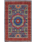 Gulshan 3'10'' X 6'0'' Power-Loomed Wool-Bamboo Silk Rug 3'10'' x 6'0'' (115 X 180) / Blue / Red