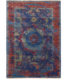 Gulshan 3'11'' X 5'9'' Power-Loomed Wool-Bamboo Silk Rug 3'11'' x 5'9'' (118 X 173) / Blue / Red