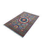 Gulshan 3'10'' X 6'0'' Power-Loomed Wool-Bamboo Silk Rug 3'10'' x 6'0'' (115 X 180) / Blue / Red