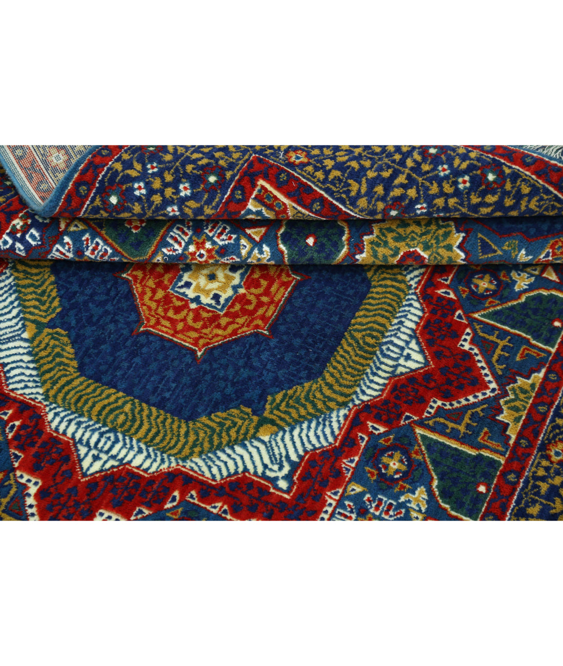 Gulshan 3'10'' X 6'0'' Power-Loomed Wool-Bamboo Silk Rug 3'10'' x 6'0'' (115 X 180) / Blue / Red