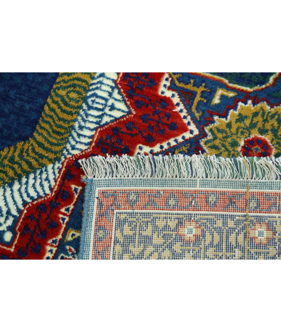 Gulshan 3'10'' X 6'0'' Power-Loomed Wool-Bamboo Silk Rug 3'10'' x 6'0'' (115 X 180) / Blue / Red