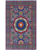Gulshan 3'10'' X 6'0'' Power-Loomed Wool-Bamboo Silk Rug 3'10'' x 6'0'' (115 X 180) / Blue / Red
