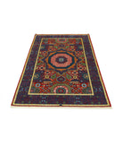 Gulshan 4'0'' X 5'10'' Power-Loomed Wool-Bamboo Silk Rug 4'0'' x 5'10'' (120 X 175) / Red / Blue