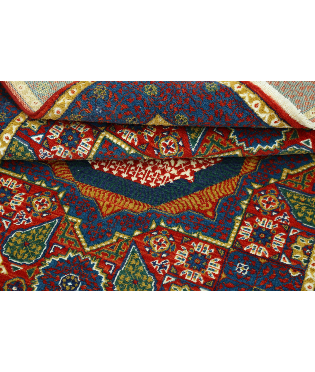 Gulshan 4'0'' X 5'10'' Power-Loomed Wool-Bamboo Silk Rug 4'0'' x 5'10'' (120 X 175) / Red / Blue