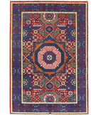 Gulshan 4'0'' X 5'10'' Power-Loomed Wool-Bamboo Silk Rug 4'0'' x 5'10'' (120 X 175) / Red / Blue