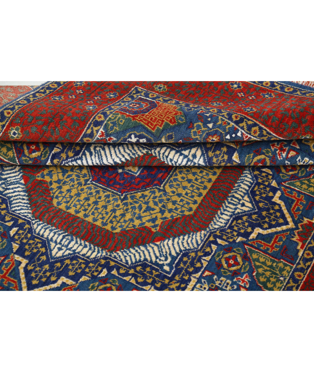 Gulshan 3'10'' X 6'0'' Power-Loomed Wool-Bamboo Silk Rug 3'10'' x 6'0'' (115 X 180) / Blue / Red