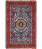 Gulshan 3'10'' X 6'0'' Power-Loomed Wool-Bamboo Silk Rug 3'10'' x 6'0'' (115 X 180) / Blue / Red