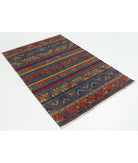 Gulshan 4'0'' X 5'10'' Power-Loomed Wool-Bamboo Silk Rug 4'0'' x 5'10'' (120 X 175) / Blue / Red