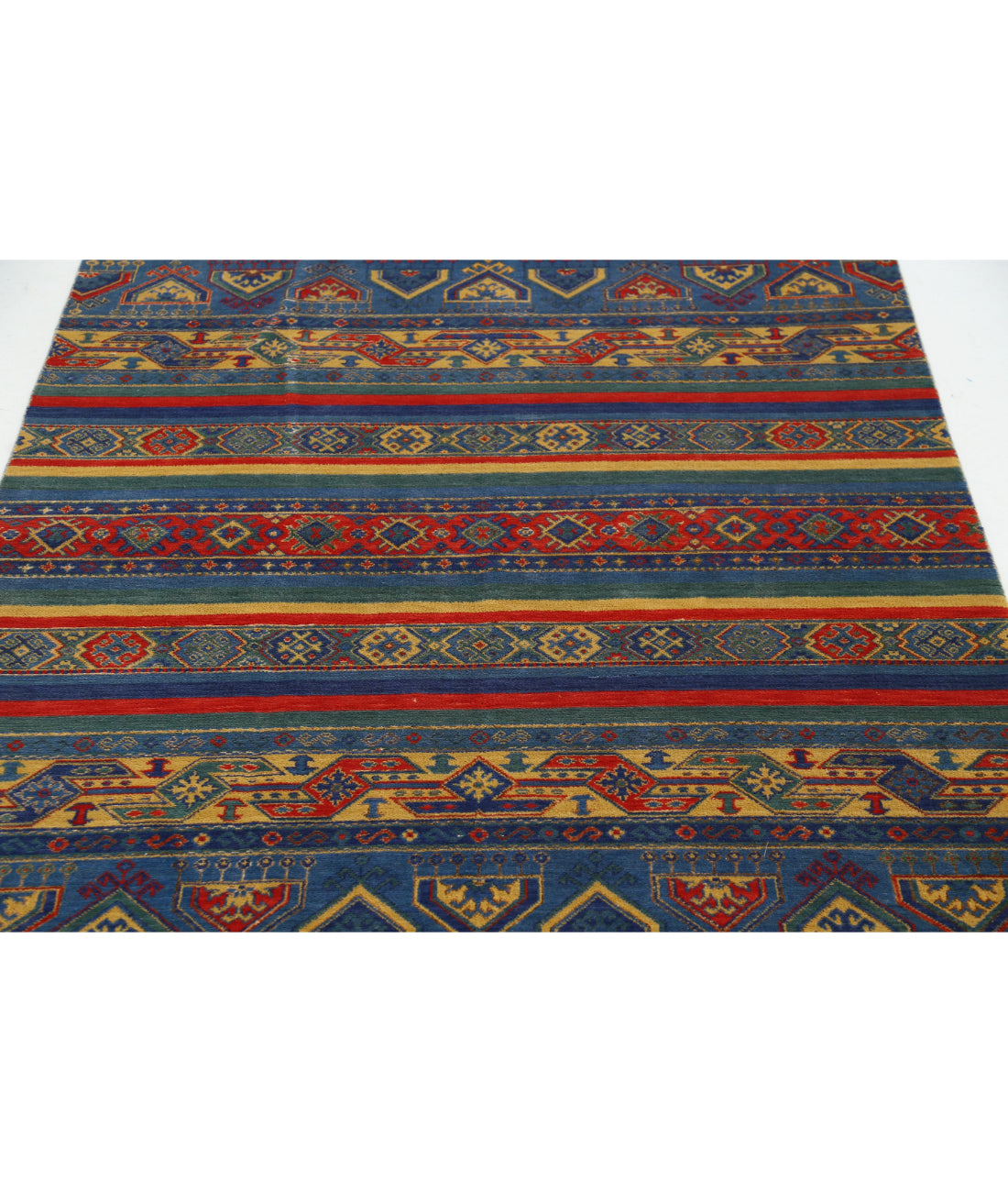 Gulshan 4'0'' X 5'10'' Power-Loomed Wool-Bamboo Silk Rug 4'0'' x 5'10'' (120 X 175) / Blue / Red