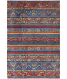 Gulshan 4'0'' X 5'10'' Power-Loomed Wool-Bamboo Silk Rug 4'0'' x 5'10'' (120 X 175) / Blue / Red