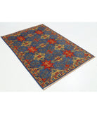Gulshan 4'0'' X 5'9'' Power-Loomed Wool-Bamboo Silk Rug 4'0'' x 5'9'' (120 X 173) / Blue / Gold
