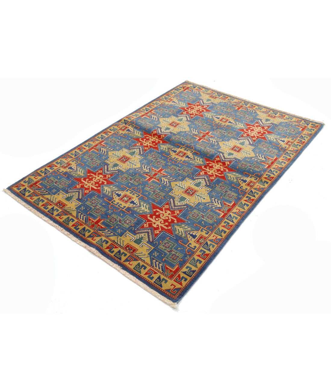 Gulshan 4'0'' X 5'9'' Power-Loomed Wool-Bamboo Silk Rug 4'0'' x 5'9'' (120 X 173) / Blue / Gold